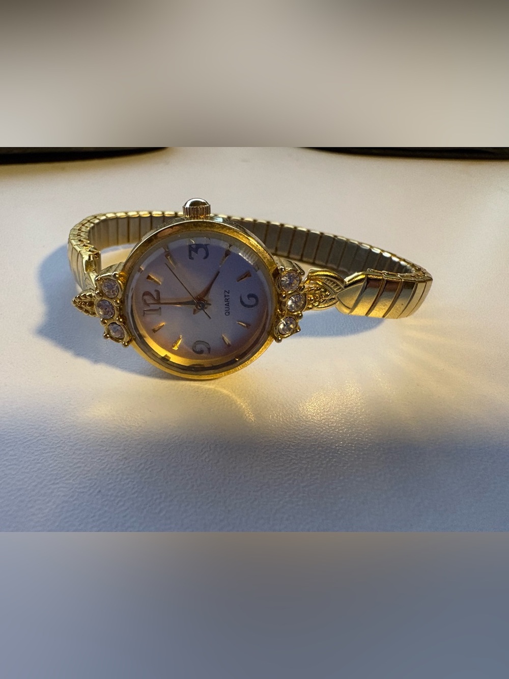 Gold Tone Women's Quartz Bracelet Watch with Crystal Accents